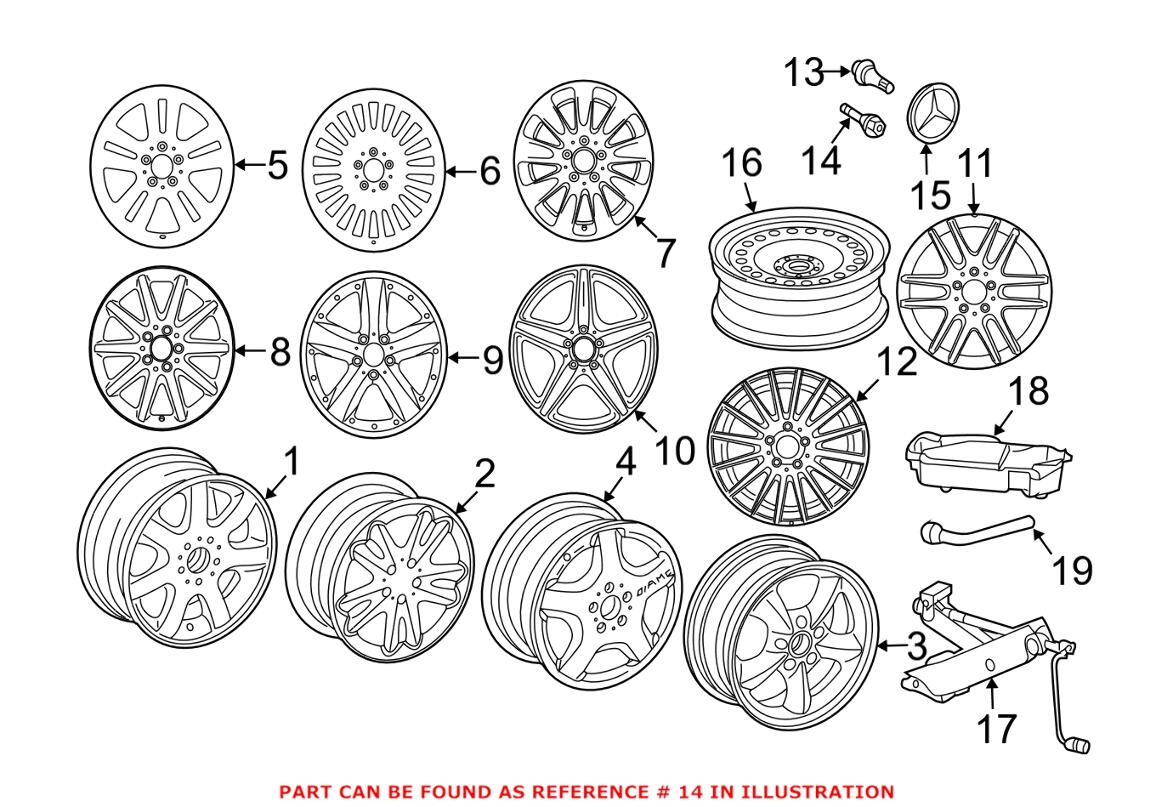 Mercedes Wheel Bolt (M12x1.5x61mm) 0009904807